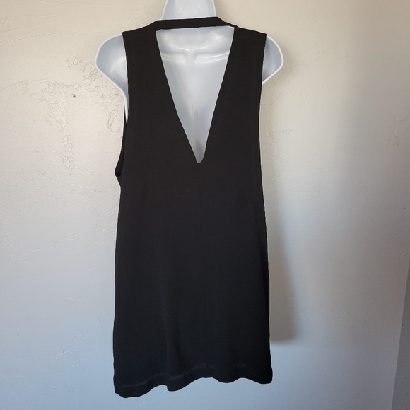Good Luck Gem XS Black Tuxedo Collar Dress Mini Deep V-neck Plunge Open Back - Picture 4 of 7